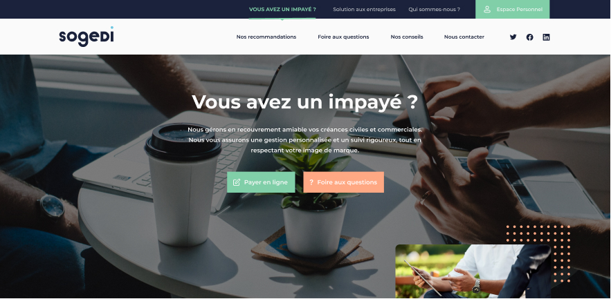 Page d'accueil du site Sogedi